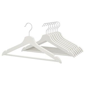Set of 10 White Wooden Clothing Hangers